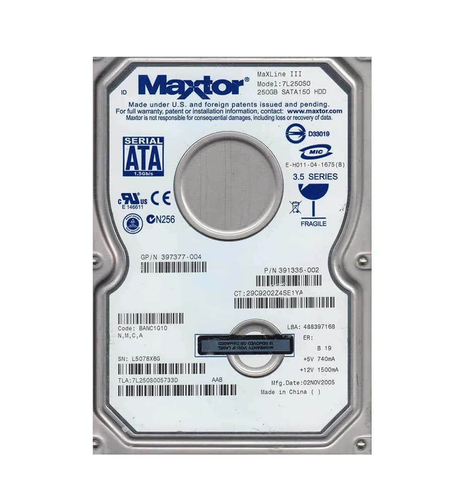 Maxtor 7L250S0 250GB 1.5Gb/s SATA