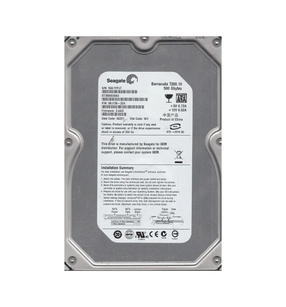 Seagate 9BJ136-224 500GB 3Gb/s SATA