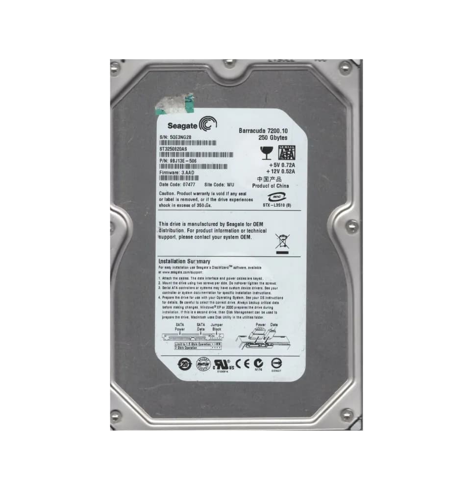 Seagate 9BJ13E-506 250GB 3Gb/s SATA