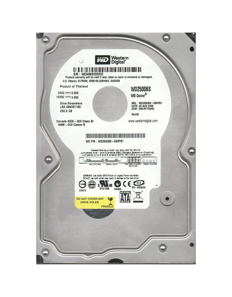 Western Digital WD2500BS 250GB 1.5Gb/s SATA