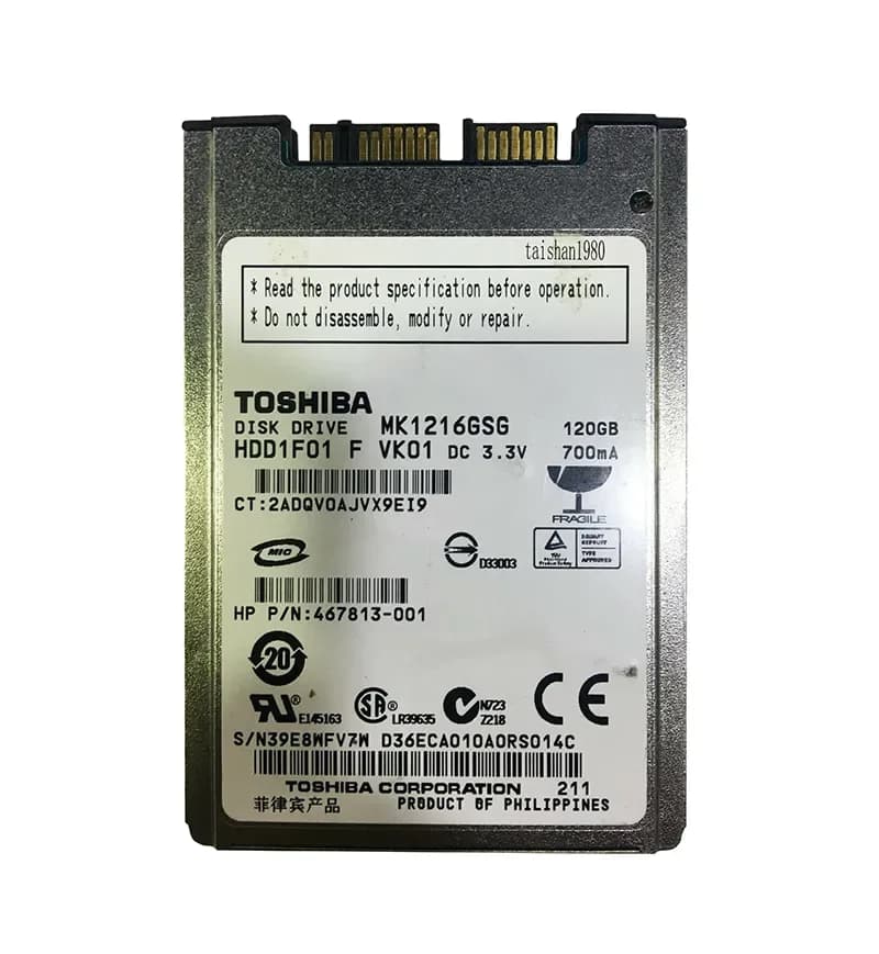 Toshiba MK1216GSG 120GB 1.5Gb/s SATA
