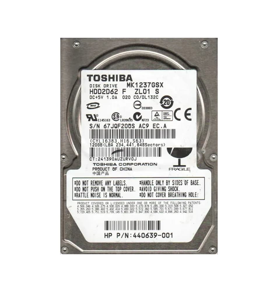 Toshiba MK1237GSX 120GB 3Gb/s SATA