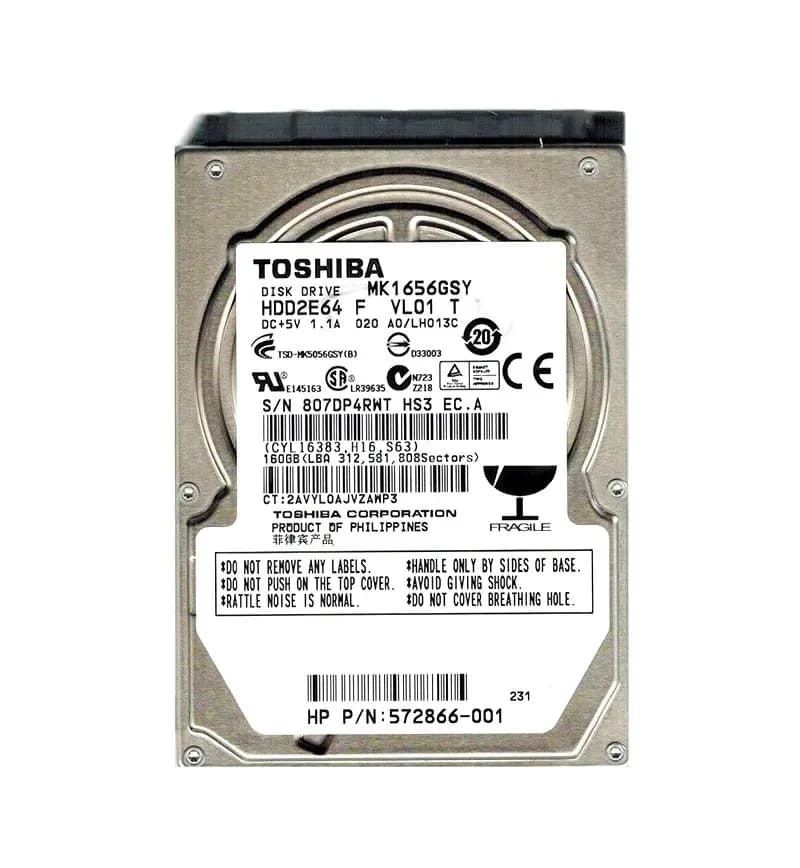 Toshiba MK1656GSYF 160GB 3Gb/s SATA