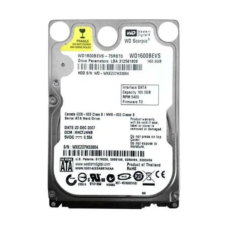 Western Digital WD1600BEVS 160GB 1.5Gb/s SATA