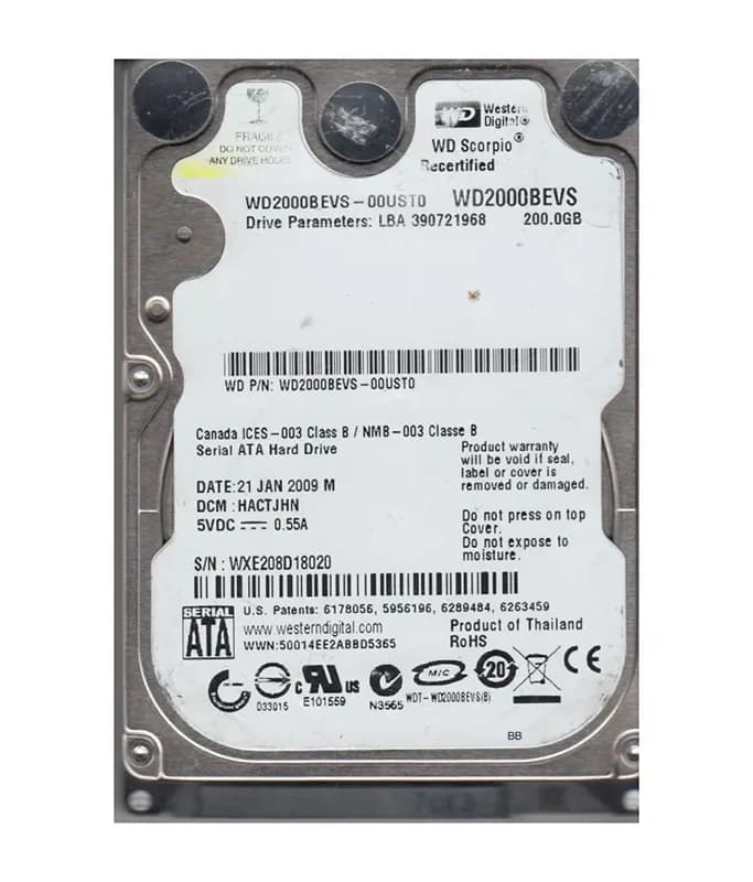 Western Digital WD2000BEVS 200GB 1.5Gb/s SATA