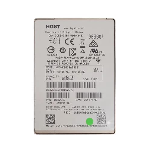 HGST 0B32247 1.92TB 12Gb/s SAS Solid State Drive