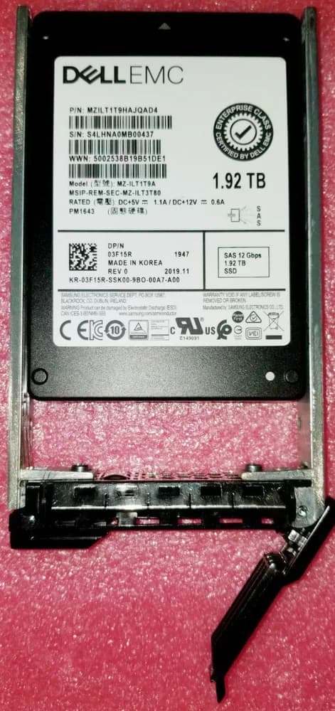 Dell 3F15R 1.92TB 12Gb/s SAS Solid State Drive