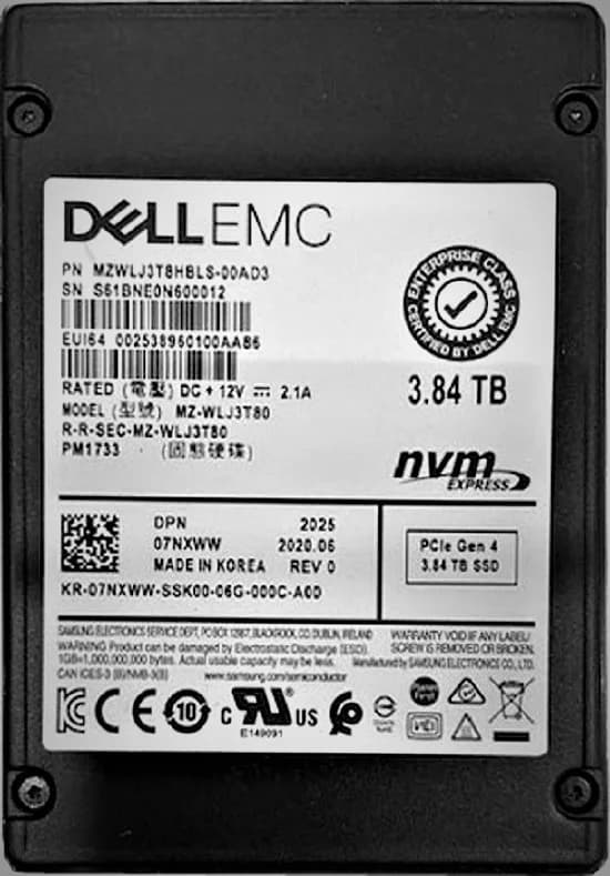 Dell 7NXWW 3.84TB PCI Express NVMe 4.0 x4 Solid State Drive