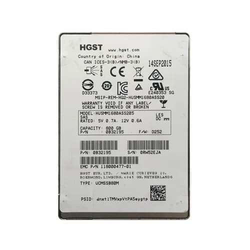 HGST HUSMM1680ASS205 800GB 12Gb/s SAS Solid State Drive