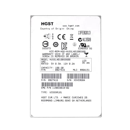 HGST HUSSL4010BSS600 100GB 6Gb/s SAS Solid State Drive
