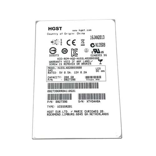 HGST HUSSL4020BSS600 200GB 6Gb/s SAS Solid State Drive