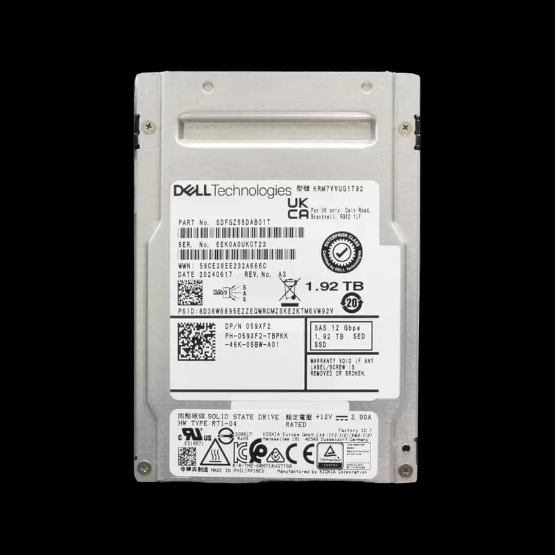 Kioxia KRM7VVUG1T92 1.92TB 12Gb/s SAS Solid State Drive