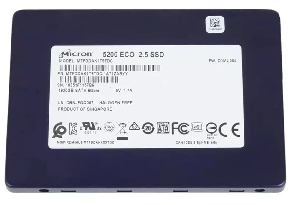 Micron MTFDDAK1T9TDC-1AT1ZABYYR 1.92TB 6Gb/s SATA Solid State Drive