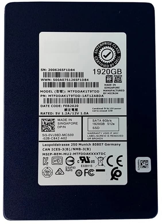 Micron MTFDDAK1T9TDD-1AT1ZA 1.92TB 6Gb/s SATA Solid State Drive