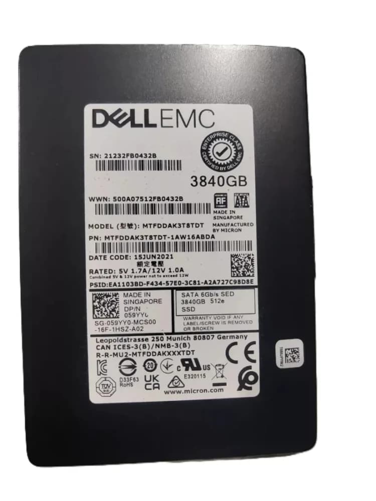 Micron MTFDDAK3T8TDT-1AW16ABDA 3.84TB 6Gb/s SATA Solid State Drive