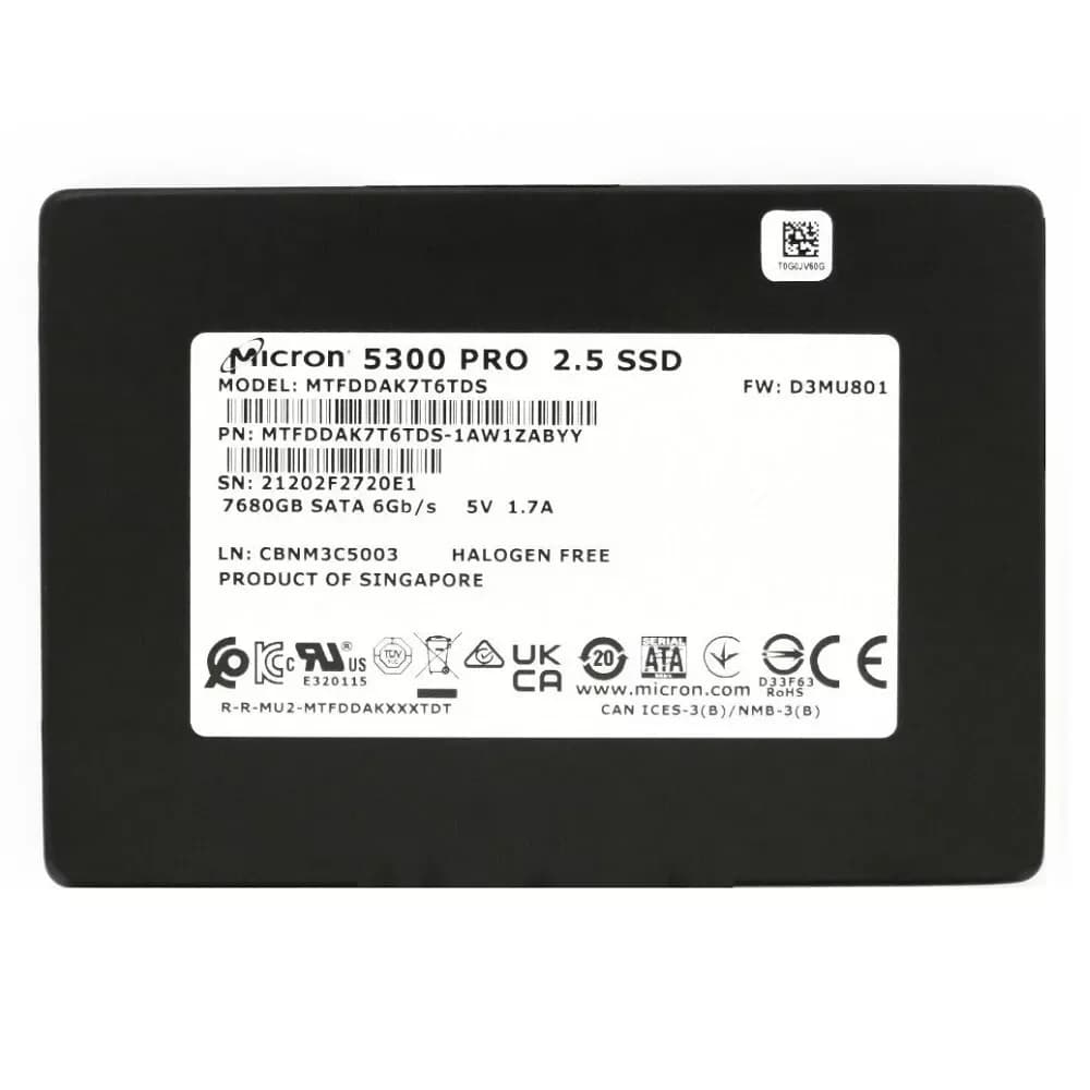 Micron MTFDDAK7T6TDS-1AW1ZABYYR 7.68TB 6Gb/s SATA Solid State Drive