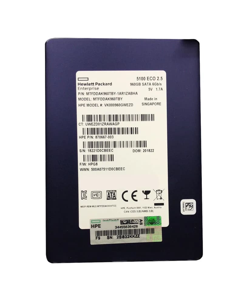 Micron MTFDDAK960TBY-1AR1ZABHA 960GB 6Gb/s SATA Solid State Drive