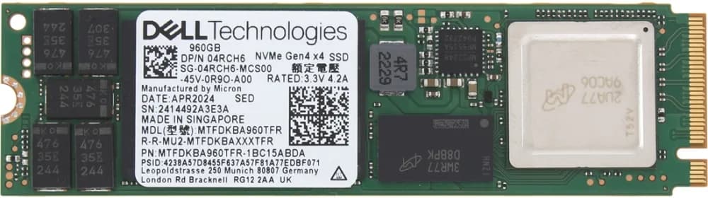 Micron MTFDKBA960TFR-1BC15ABDA 960GB PCI Express NVMe 4.0 Solid State Drive