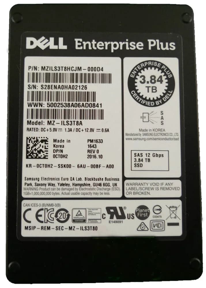 Samsung MZ-ILS3T8A 3.84TB 12Gb/s SAS Solid State Drive