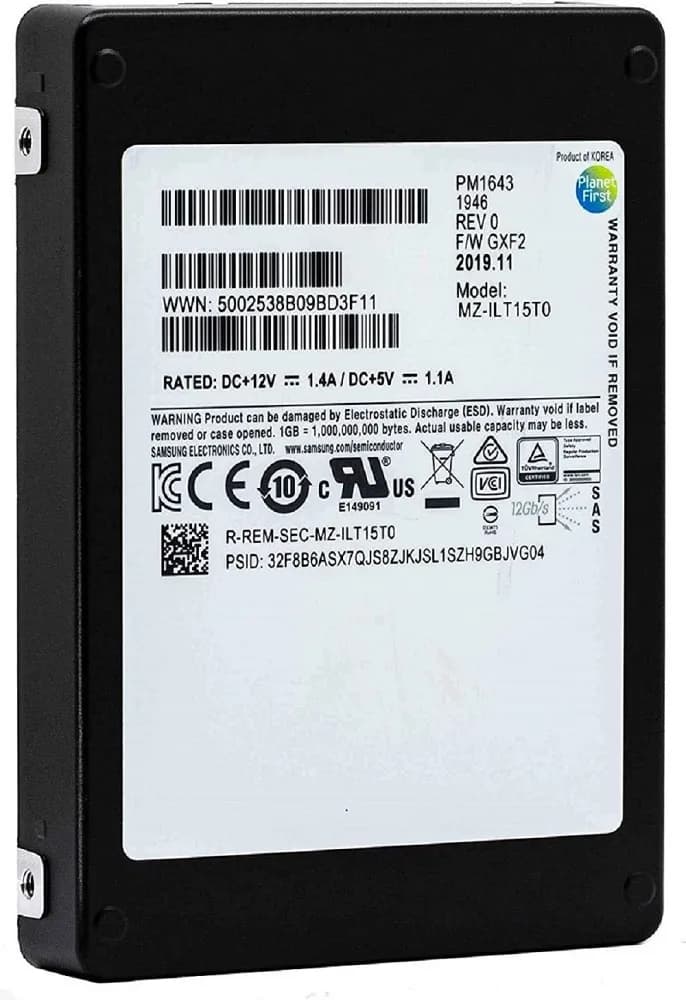 Samsung MZ-ILT15T0 15.36TB 12Gb/s SAS Solid State Drive