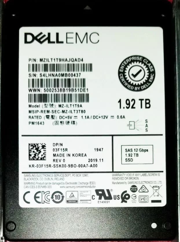 Samsung MZ-ILT1T9A 1.92TB 12Gb/s SAS Solid State Drive