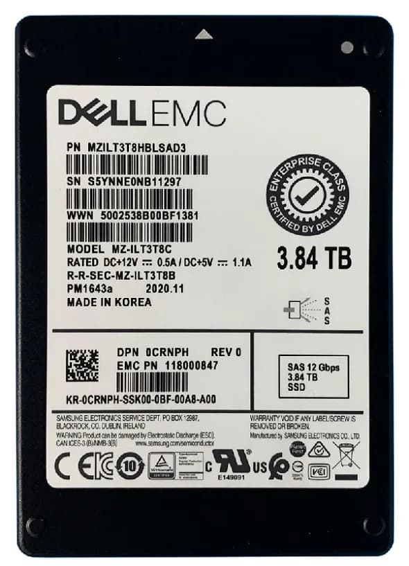 Samsung MZ-ILT3T8C 3.84TB 12Gb/s SAS Solid State Drive