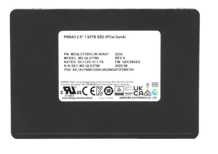 Samsung MZ-QL21T90 1.92TB PCI Express NVMe 4.0 x4 Solid State Drive