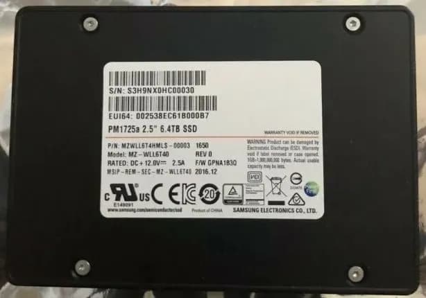 Samsung MZ-WLL6T40 6.4TB PCI Express NVMe 3.0 x4 Solid State Drive