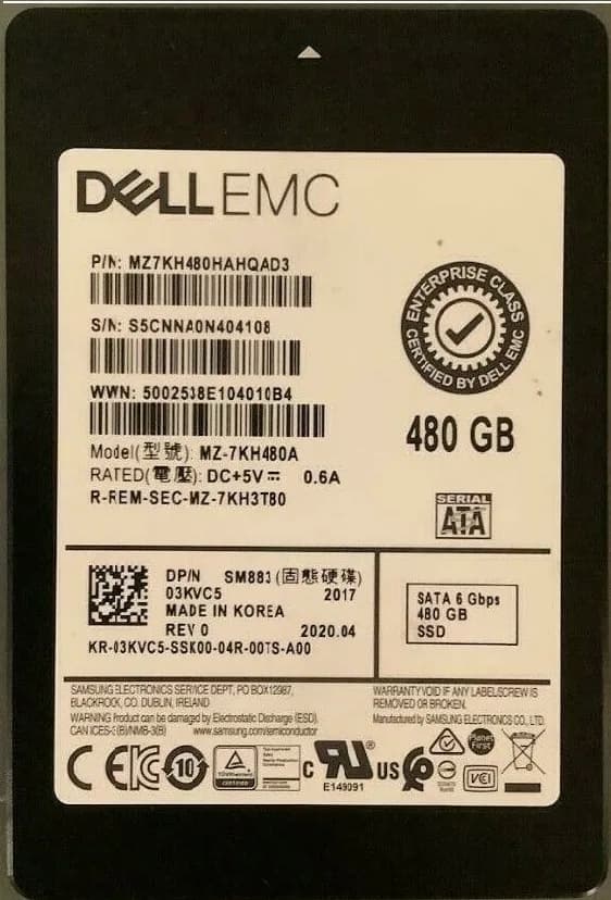 Samsung MZ7KH480HAHQAD3 480GB 6Gb/s SATA Solid State Drive