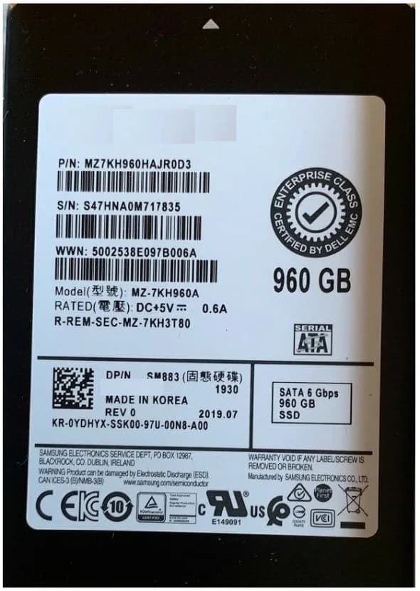 Samsung MZ7KH960HAJRAD3 960GB 6Gb/s SATA Solid State Drive