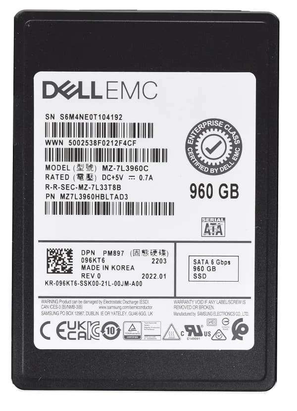 Samsung MZ7L3960HBLTAD3 960GB 6Gb/s SATA Solid State Drive
