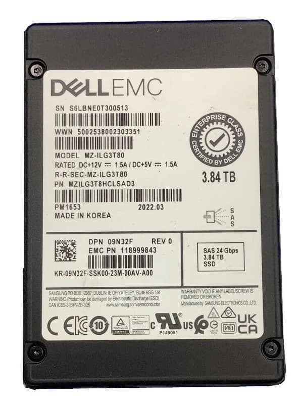 Samsung MZILG3T8HCLSAD3 3.84TB 24Gb/s SAS Solid State Drive