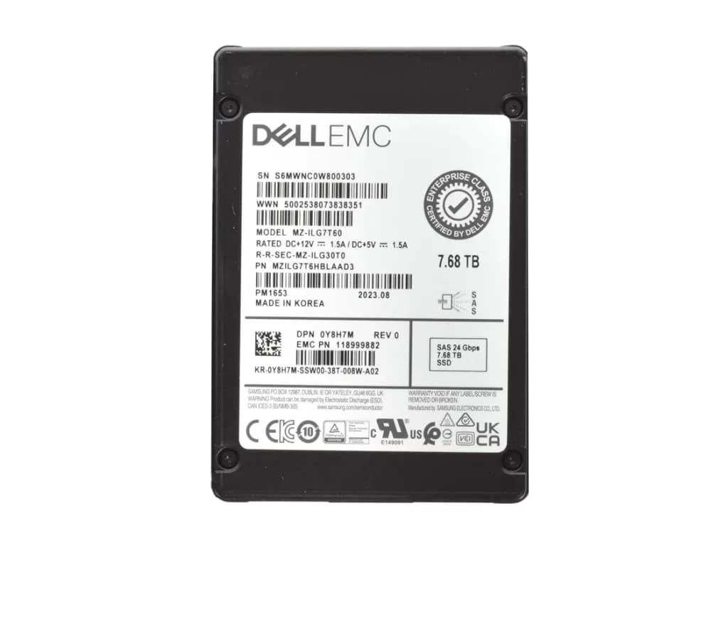 Samsung MZILG7T6HBLAAD3 7.68TB 24Gb/s SAS Solid State Drive