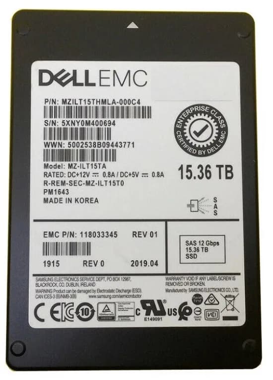 Samsung MZILT15THMLA-000C4 15.36TB 12Gb/s SAS Solid State Drive