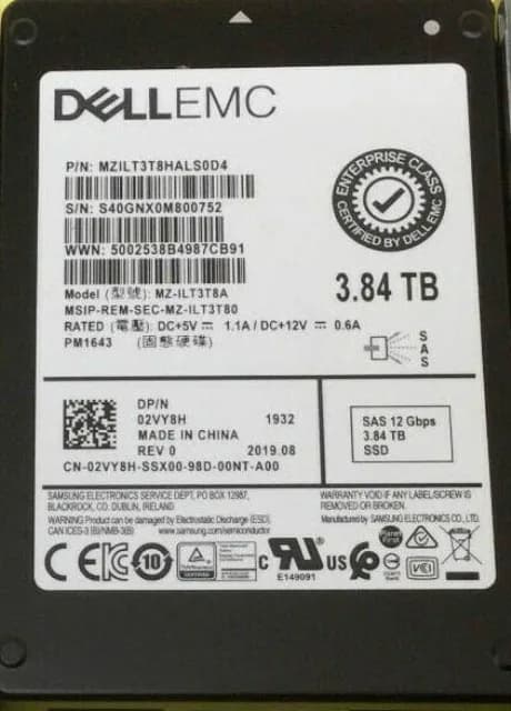 Samsung MZILT3T8HALS0D4 3.84TB 12Gb/s SAS Solid State Drive