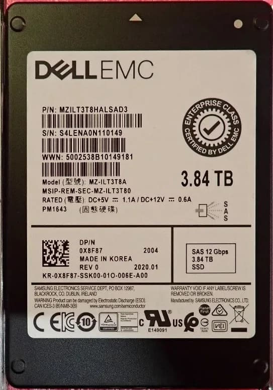 Samsung MZILT3T8HALSAD3 3.84TB 12Gb/s SAS Solid State Drive