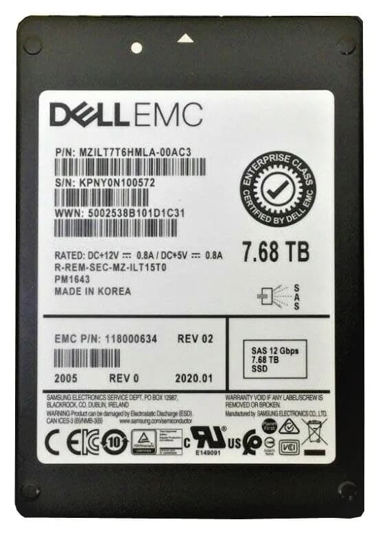 Samsung MZILT7T6HMLA-00AC3 7.68TB 12Gb/s SAS Solid State Drive
