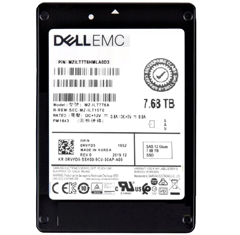 Samsung MZILT7T6HMLA0D3 7.68TB 12Gb/s SAS Solid State Drive