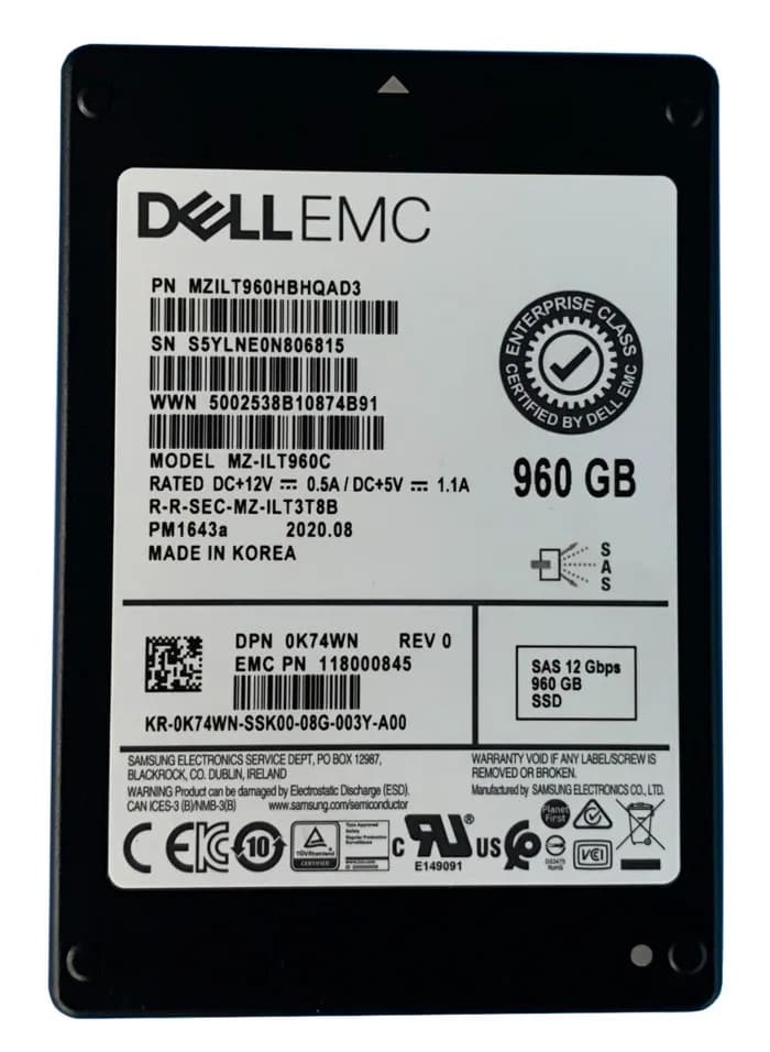 Samsung MZILT960HBHQAD3 960GB 12Gb/s SAS Solid State Drive