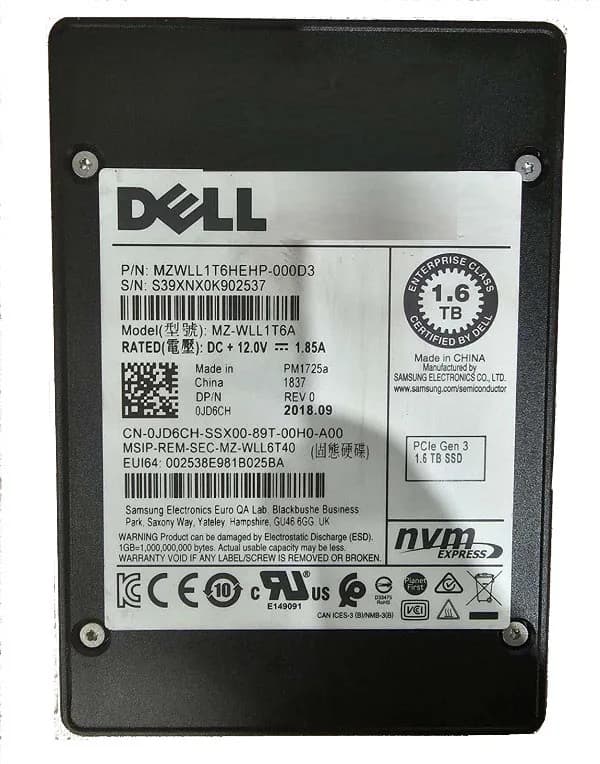 Samsung MZWLL1T6HEHP-000D3 1.6TB PCI Express NVMe 3.0 x4 Solid State Drive