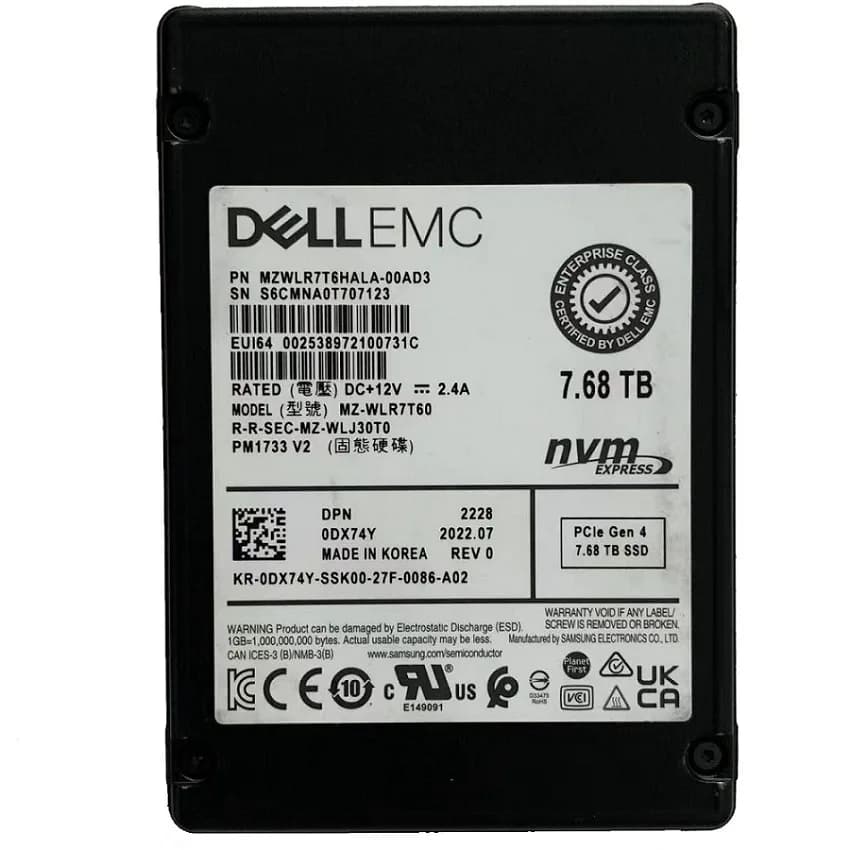 Samsung MZWLR7T6HALA-00AD3 7.68TB PCI Express NVMe 4.0 x4 Solid State Drive