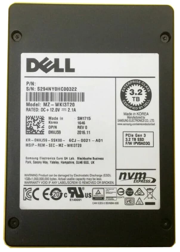 Dell NVJ59 3.2TB PCI Express NVMe 3.0 x4 Solid State Drive