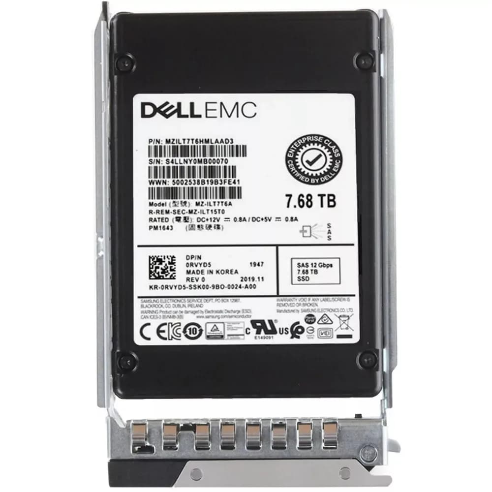 Dell RVYD5 7.68TB 12Gb/s SAS Solid State Drive