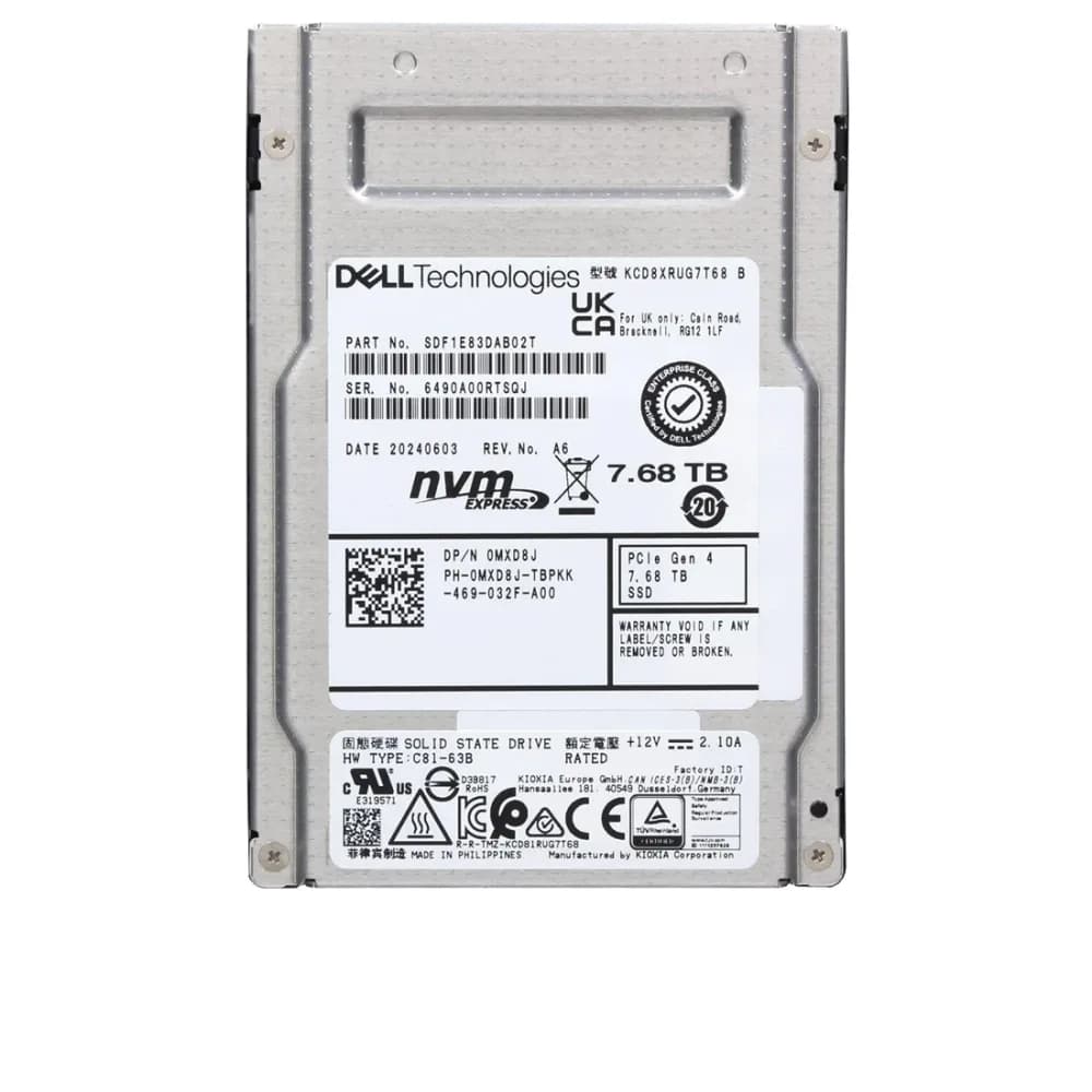 Kioxia SDF1E83DAB02T 7.68TB PCI Express NVMe 4.0 x4 Solid State Drive