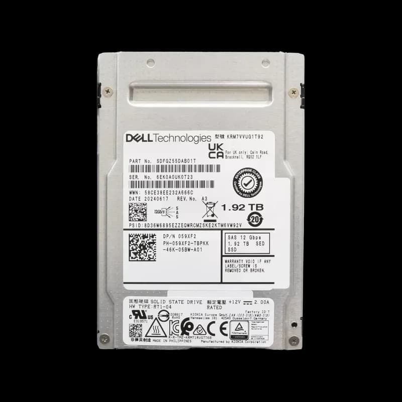Kioxia SDFGZ55DAB01T 1.92TB 12Gb/s SAS Solid State Drive