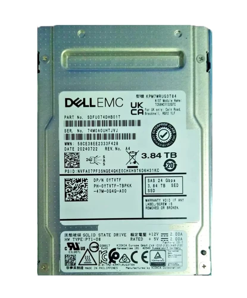 Kioxia SDFU074DHB01T 3.84TB 24Gb/s SAS Solid State Drive