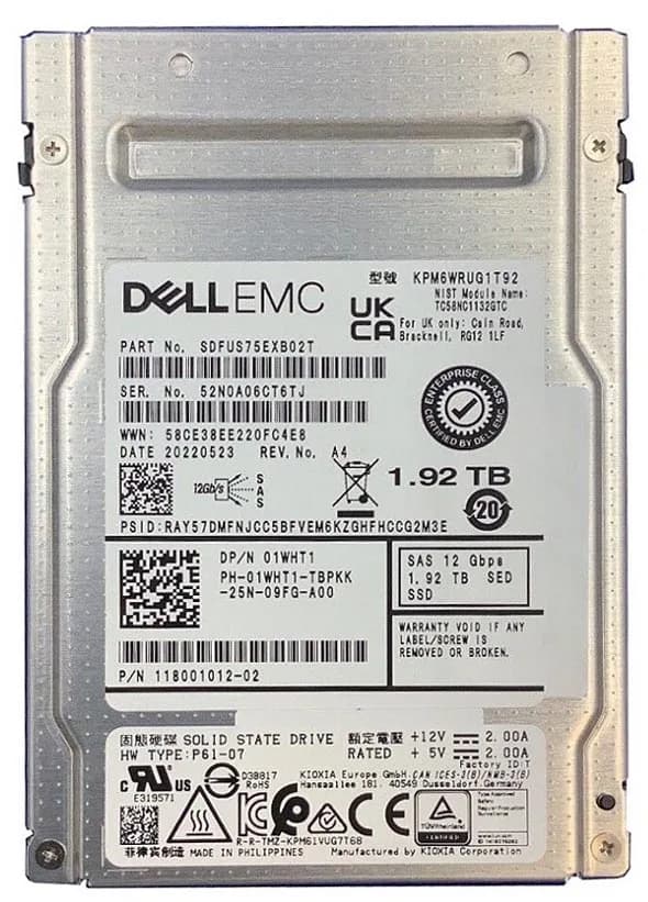 Kioxia SDFUS75EXB02T 1.92TB 12Gb/s SAS Solid State Drive