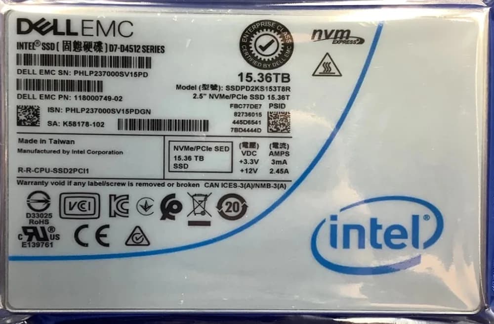 Intel SSDPD2KS153T8R 15.36TB PCI Express NVMe 3.0 x4 Solid State Drive