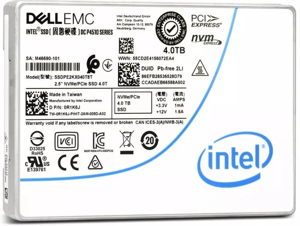 Intel SSDPE2KX040T8T 4TB PCI Express NVMe 3.1 Solid State Drive