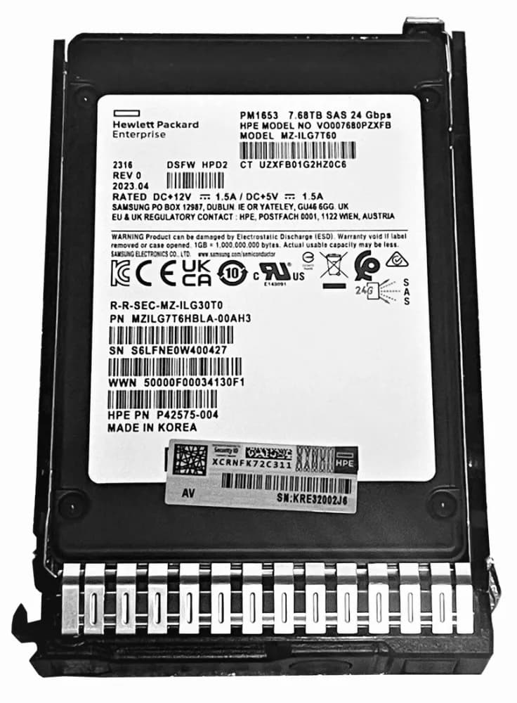 HPE VO007680PZXFB 7.68TB 12Gb/s SAS Solid State Drive